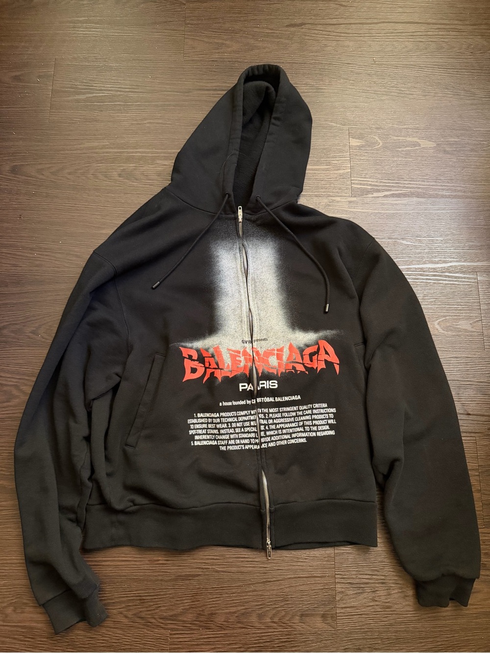 Balenciaga Men's The Door Oversized Zip-Up Hoodie in Black Dry Fleece (XS) – NWT